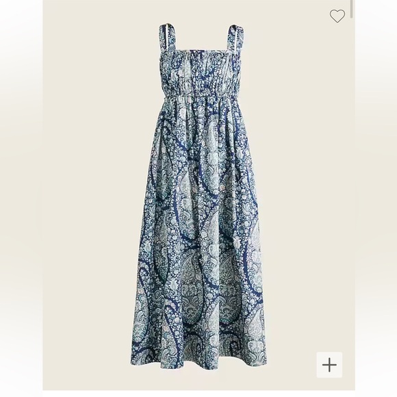 J. Crew Dresses & Skirts - J.Crew Gathered Cotton Poplin Dress In Oversized Paisley-Blue- Size Medium